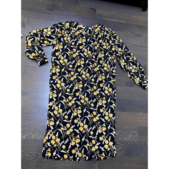 Liz Claiborne Vintage 100%Silk Embossed Floral Print Shift Midi Dress ~ 8 - Picture 4 of 6